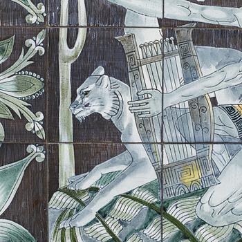 Marian Zawadzki, a ceramic tile table, Tilgmans, signed MZ and dated 58.