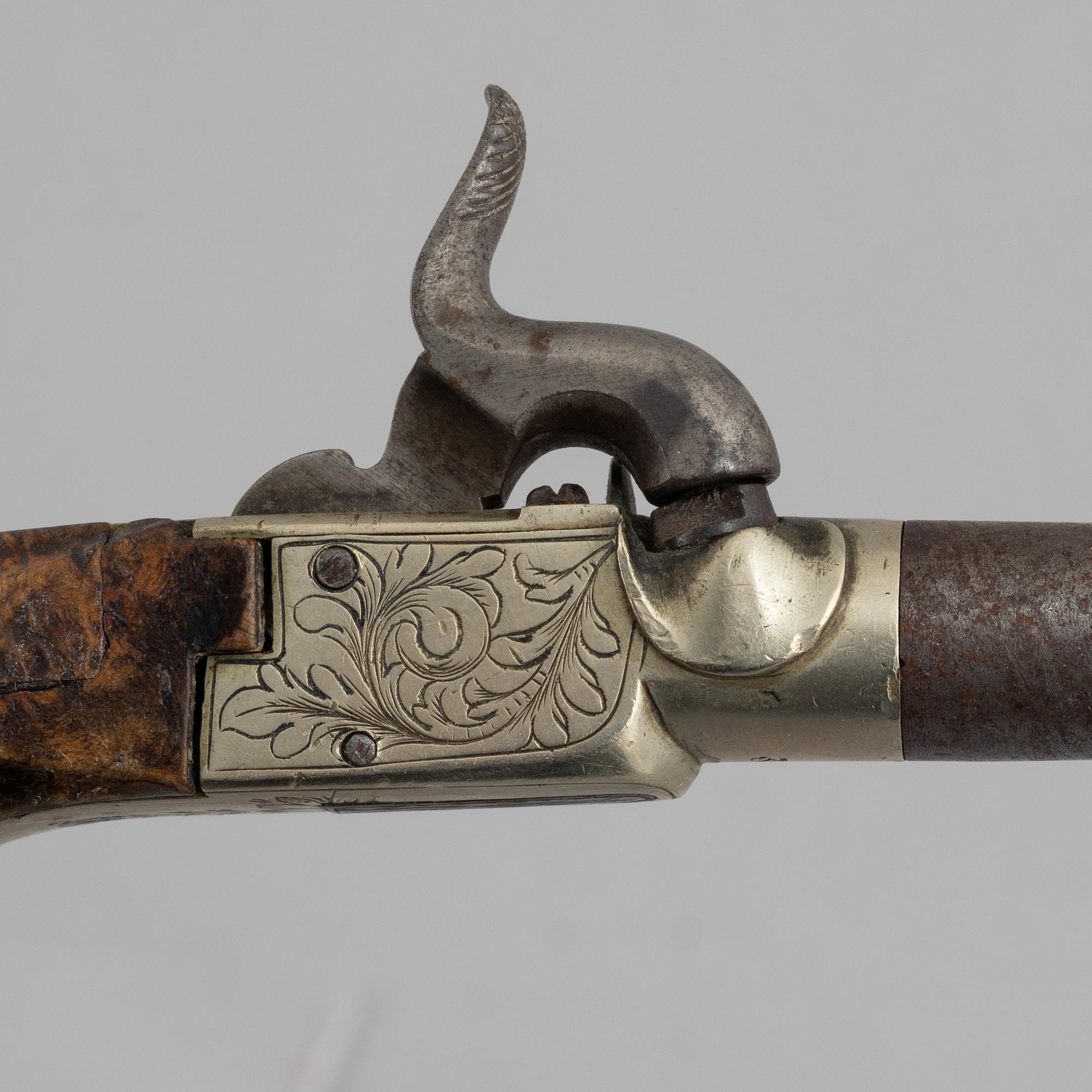 A Belgian, percussion pistol, mid-19th century.