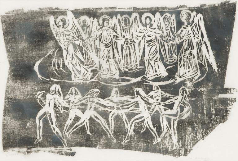 Ina Colliander, träsnitt, signerad och daterad 1950, märkt épreuve d'a.