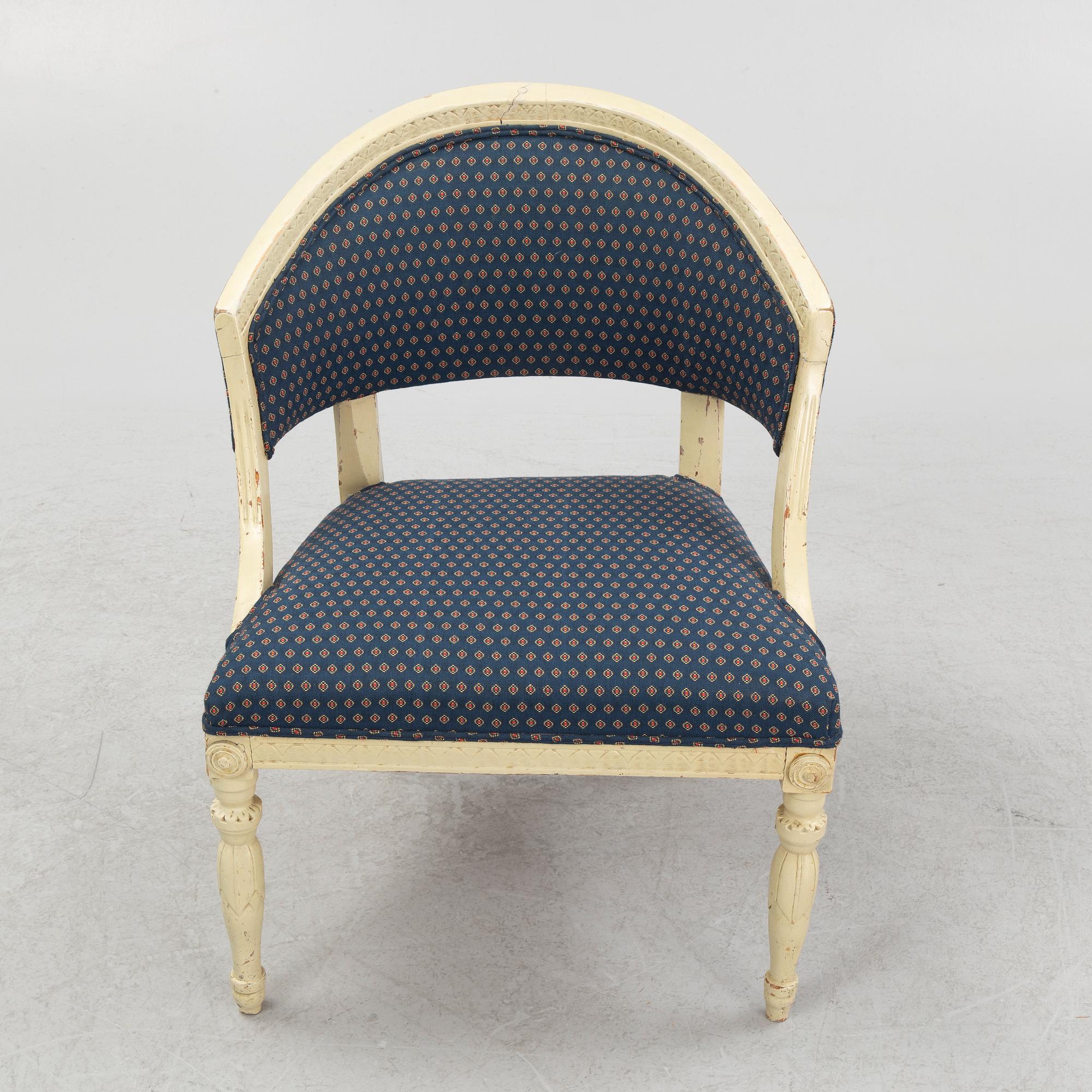 A, late Gustavian armchair, provincial work, early 19th century.