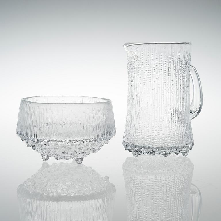 TAPIO WIRKKALA KANNA OCH SKÅL av glas, "Ultima Thule", Iittala.