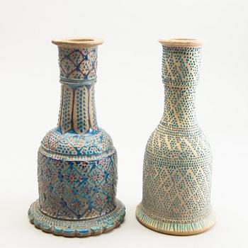 A group of 4 water pip bottles, Persia, presumably circa 1900.