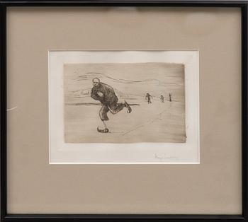 HUGO SIMBERG, viivasyövytys ja kuivaneula, myöhempi signeeraus.