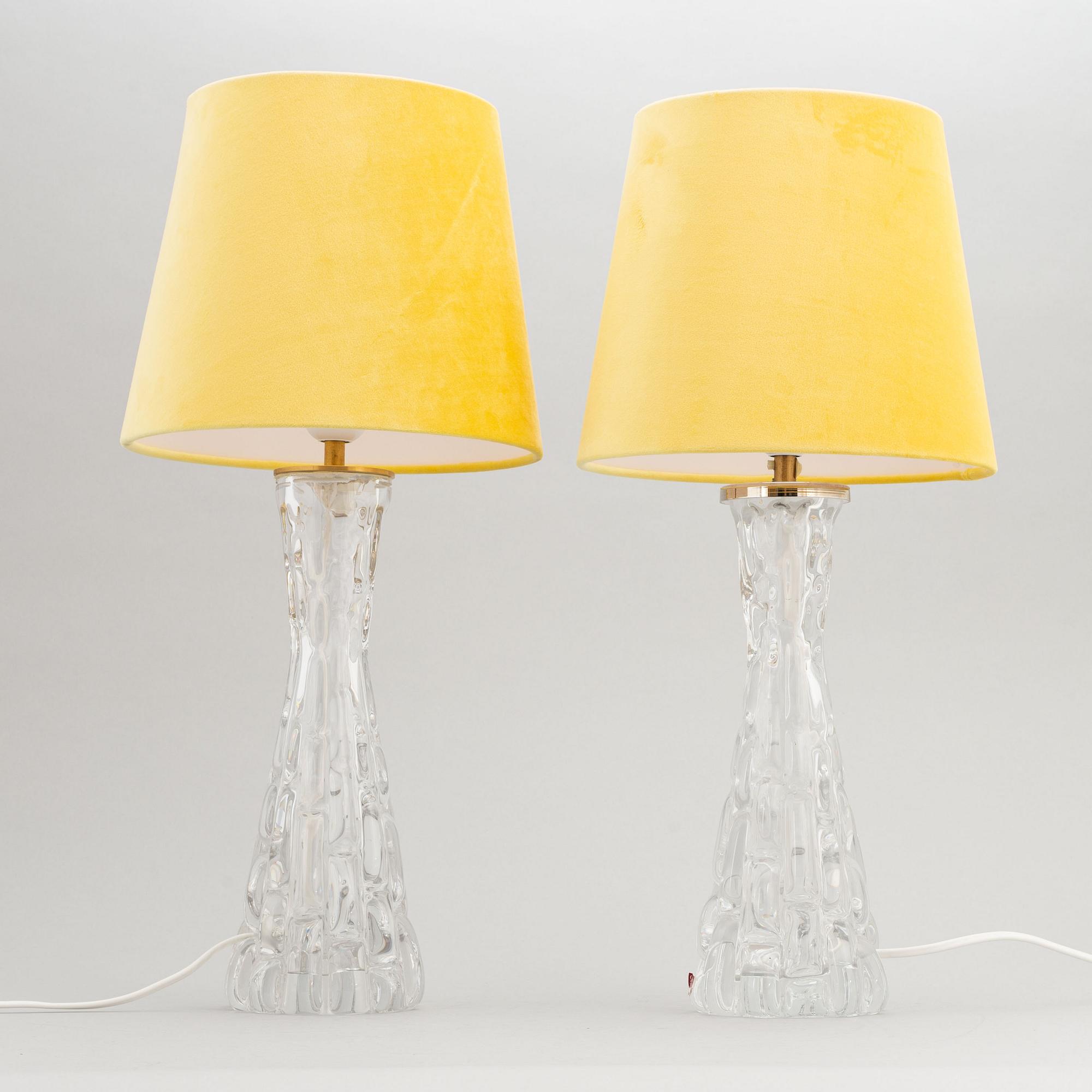 Carl Fagerlund, a matched pair of glass table lights, Orrefors.