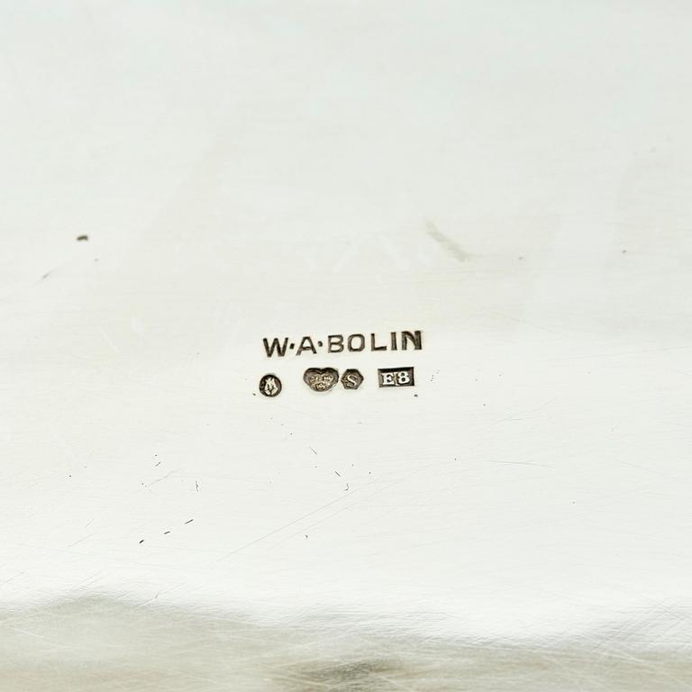 W.A. Bolin, oval skål med hänklar, silver. Stockholm 1931.