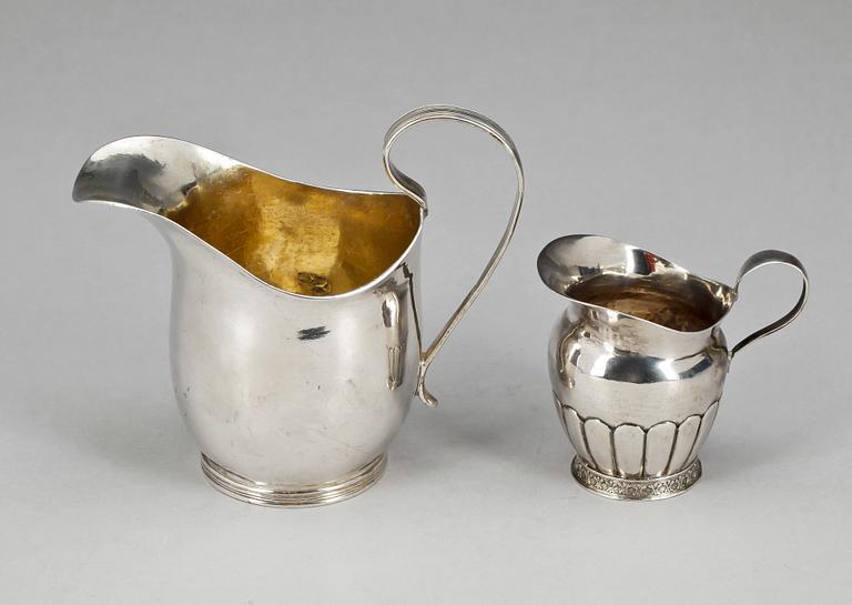 GRÄDDKANNOR, 2 st, silver, empire, bla Johan Fredrik Masman, Stockholm 1815. Totalvikt 130 g.