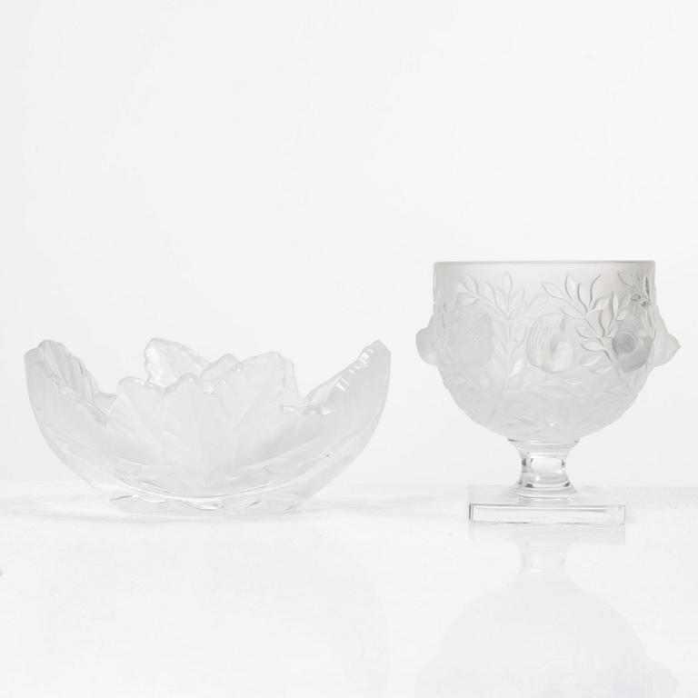 René Lalique, Six glass objects, Lalique, France, second half of the 20th century.