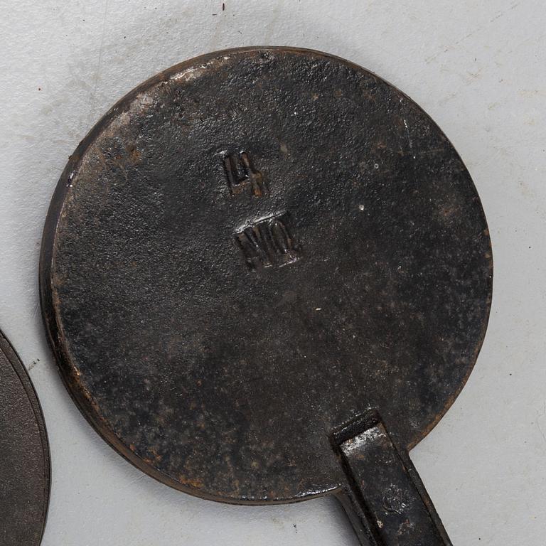 RÅNJÄRN, 3 st, gjutjärn, 1800-tal.