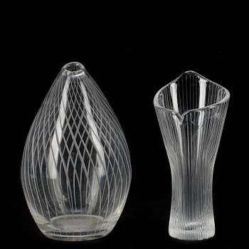 VASER, 2 st, glas, Tapio Wirkkala, Iittala, sign.
