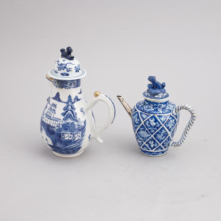 A group of Chinese porcelain, Qing dynasty, Kangxi, Qianlong, 18th and 19th century. Six pieces.