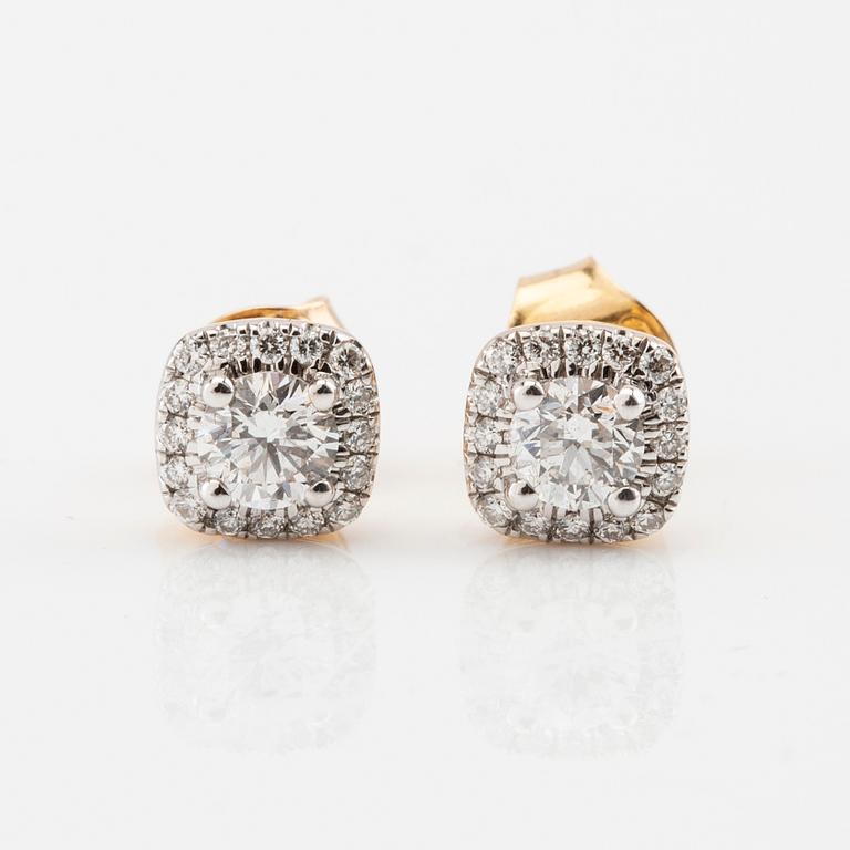 Earrings, one pair "Leonie", 18K red and white gold with round brilliant-cut diamonds, Hallbergs.