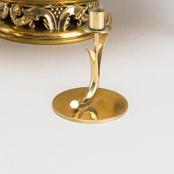 A mid 1950's Ysted Metall brass bowl and 3 candleholders-.