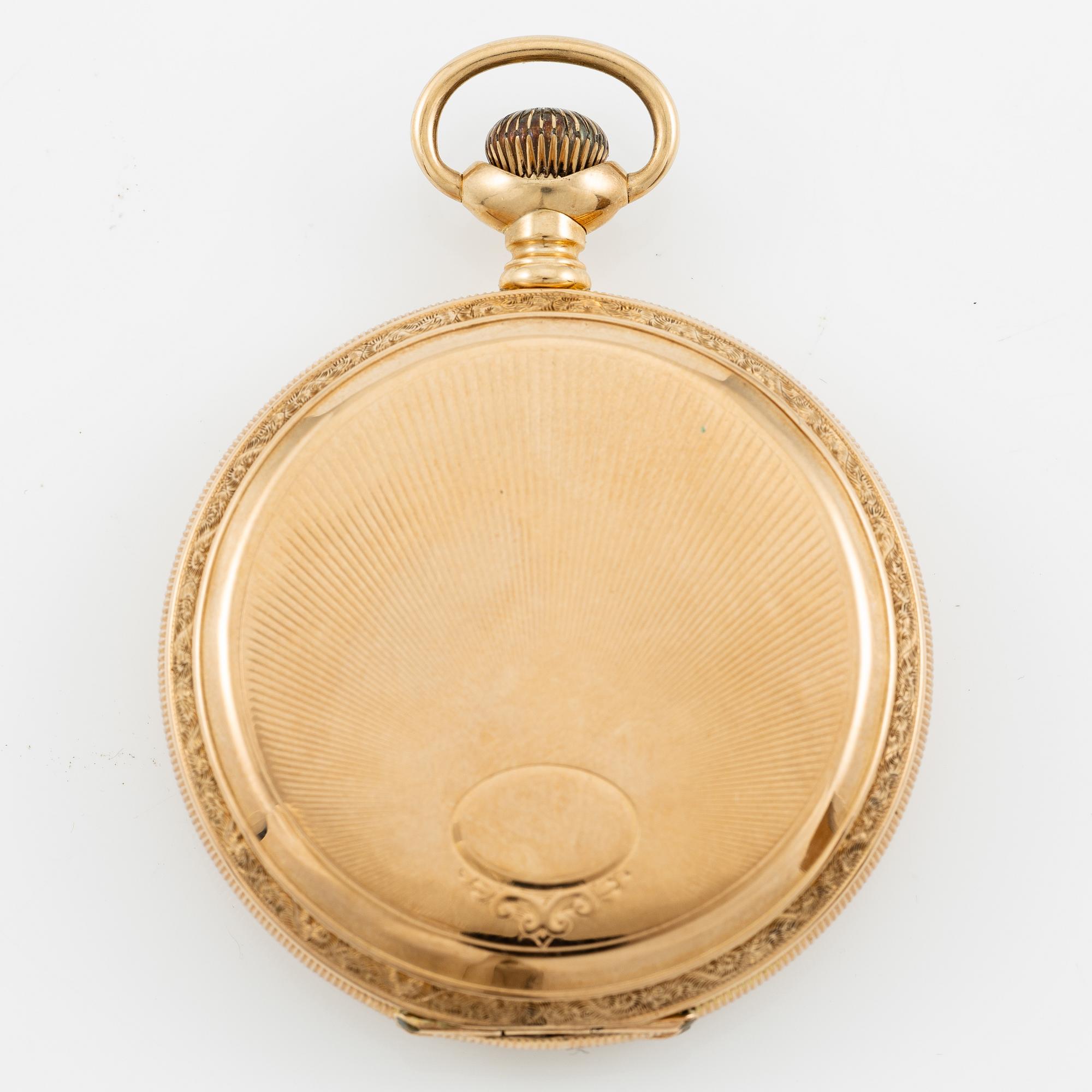 American Waltham Watch Co, pocket watch, 14K gold, 49 mm.