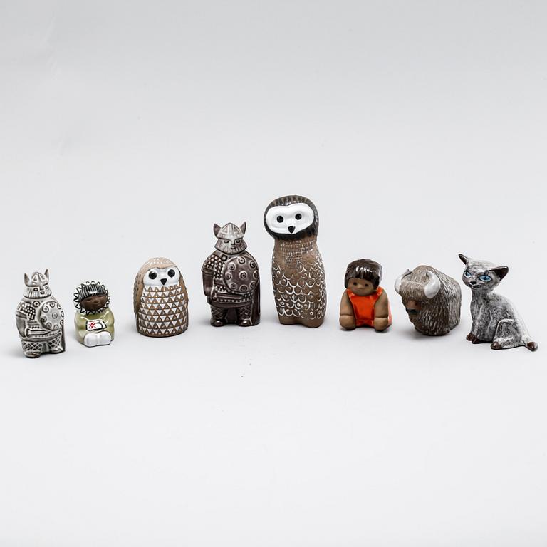 Eight stoneware figurines by Uppsala-Ekeby, from the latter half of the 20th century.