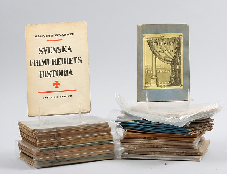 BÖCKER, Frimurarorden, ca 65 delar, mestadels 1800-tal.