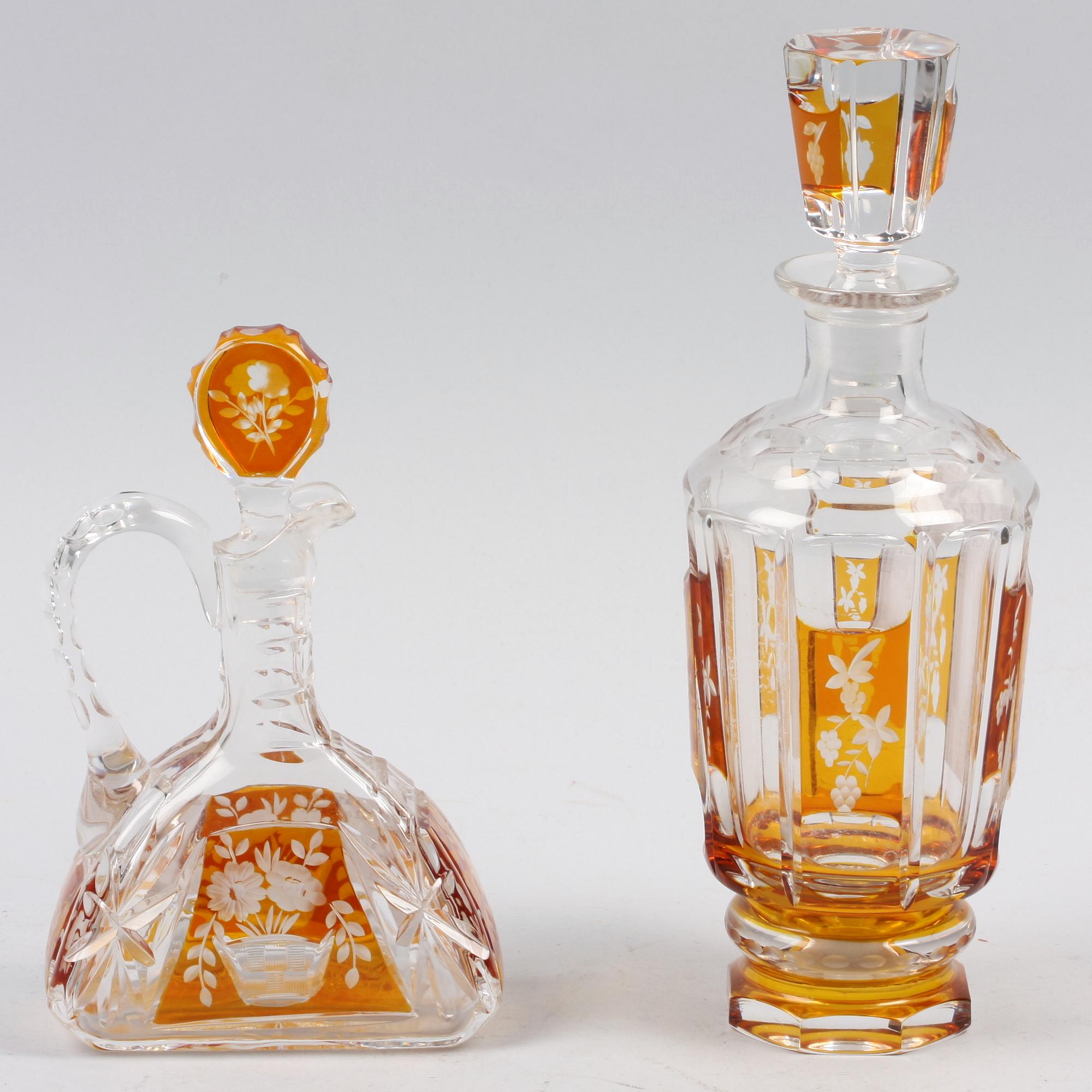 KARAFFER, 2 st, glas, Åfors Glasbruk.