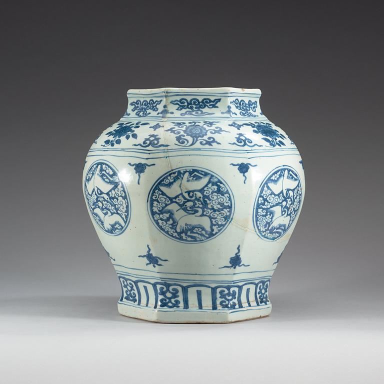 A blue and white jar, Ming dynasty, 16th Century.