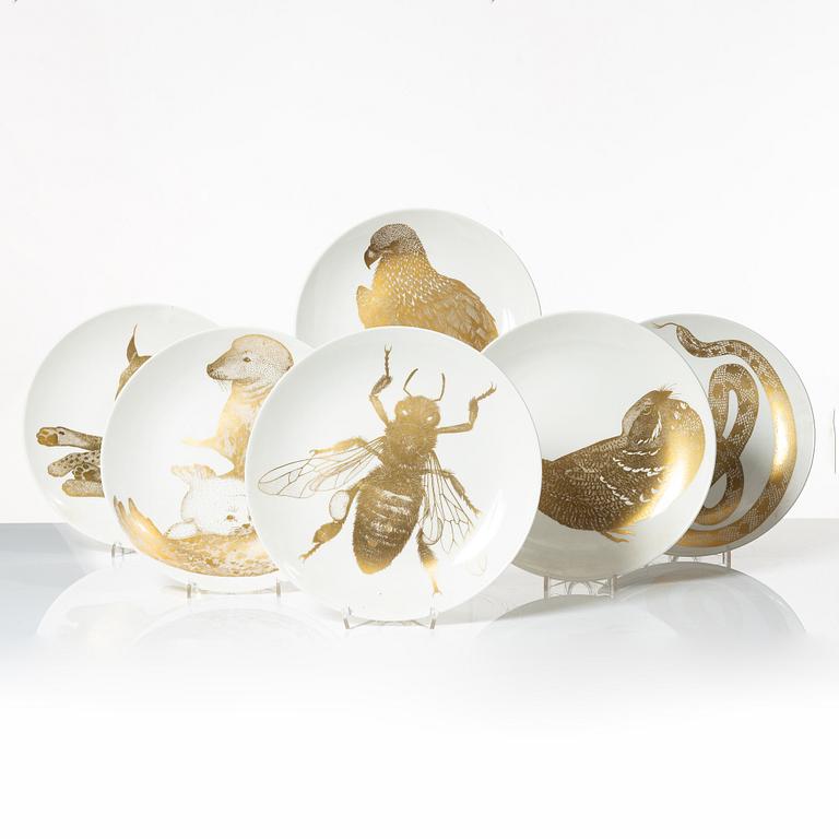 Paul Hoff, 20 plates, 'Arter i fara', Gustavsberg.