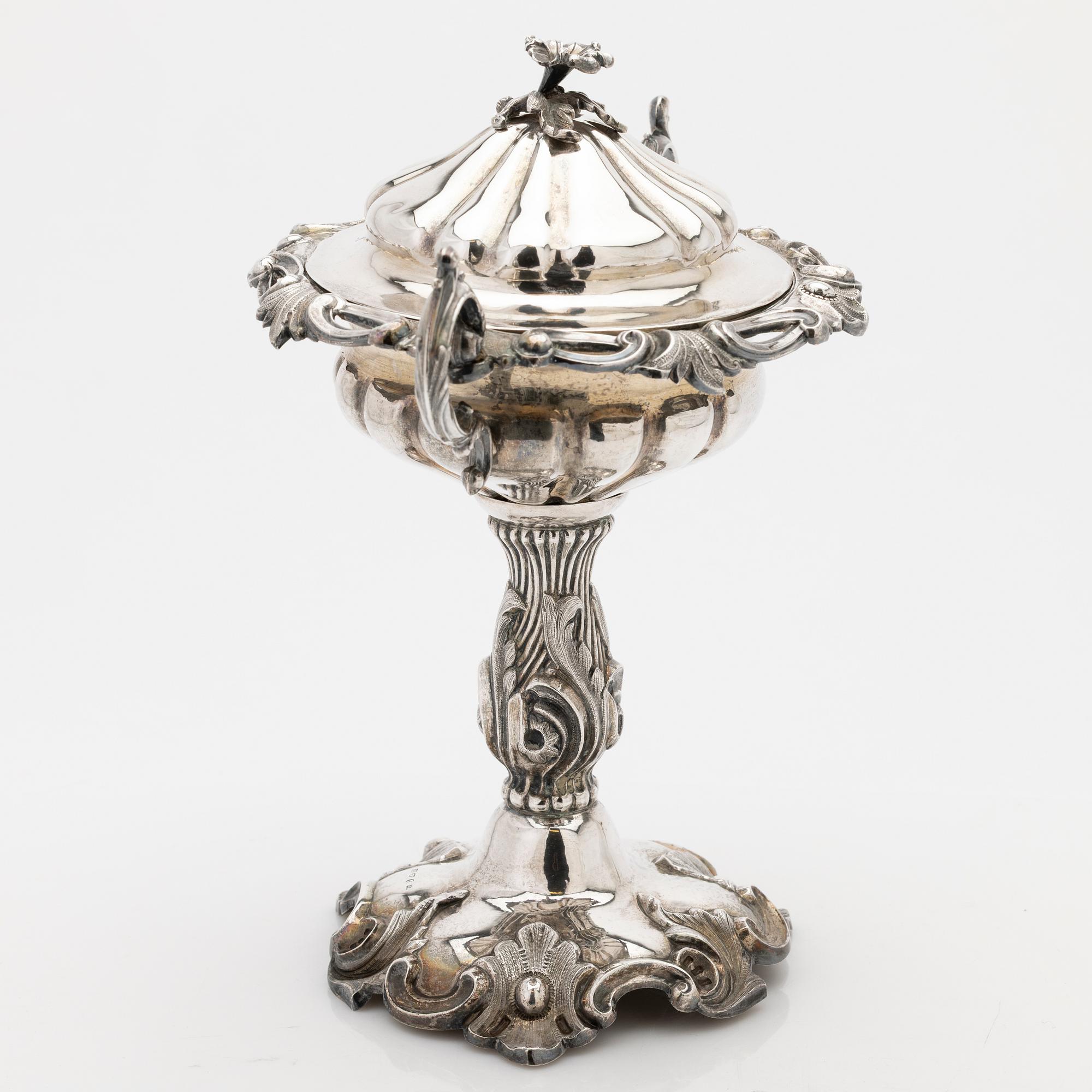 Bowl with lid, silver, Sweden, 1865.