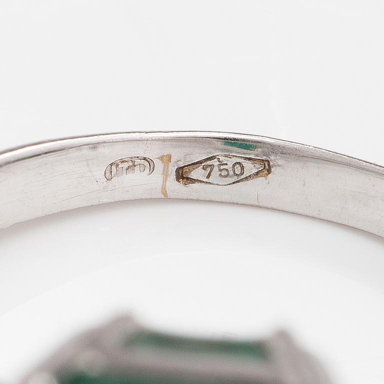 SORMUS, 18K valkokultaa, smaragdi n. 3.50 ct ja timantteja n. 0.36 ct yht.