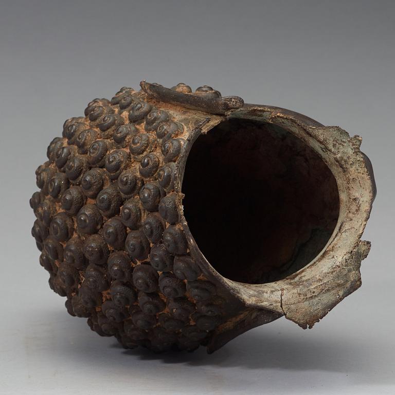 SKULPTURHUVUD, brons. Thailand, 16/1700-tal.