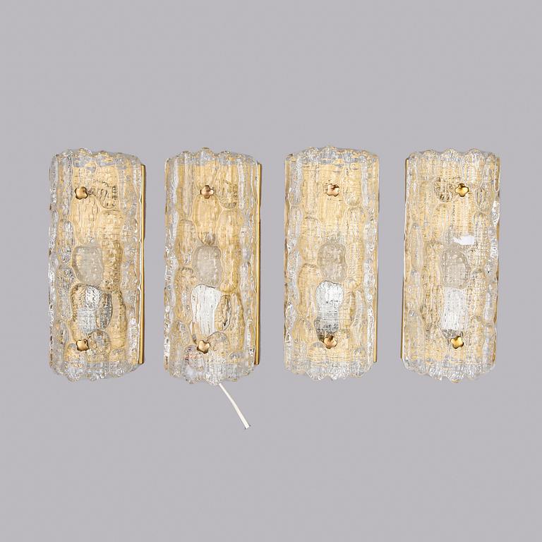 Carl Fagerlund, wall sconces 4 similar Orrefors late 20th century.