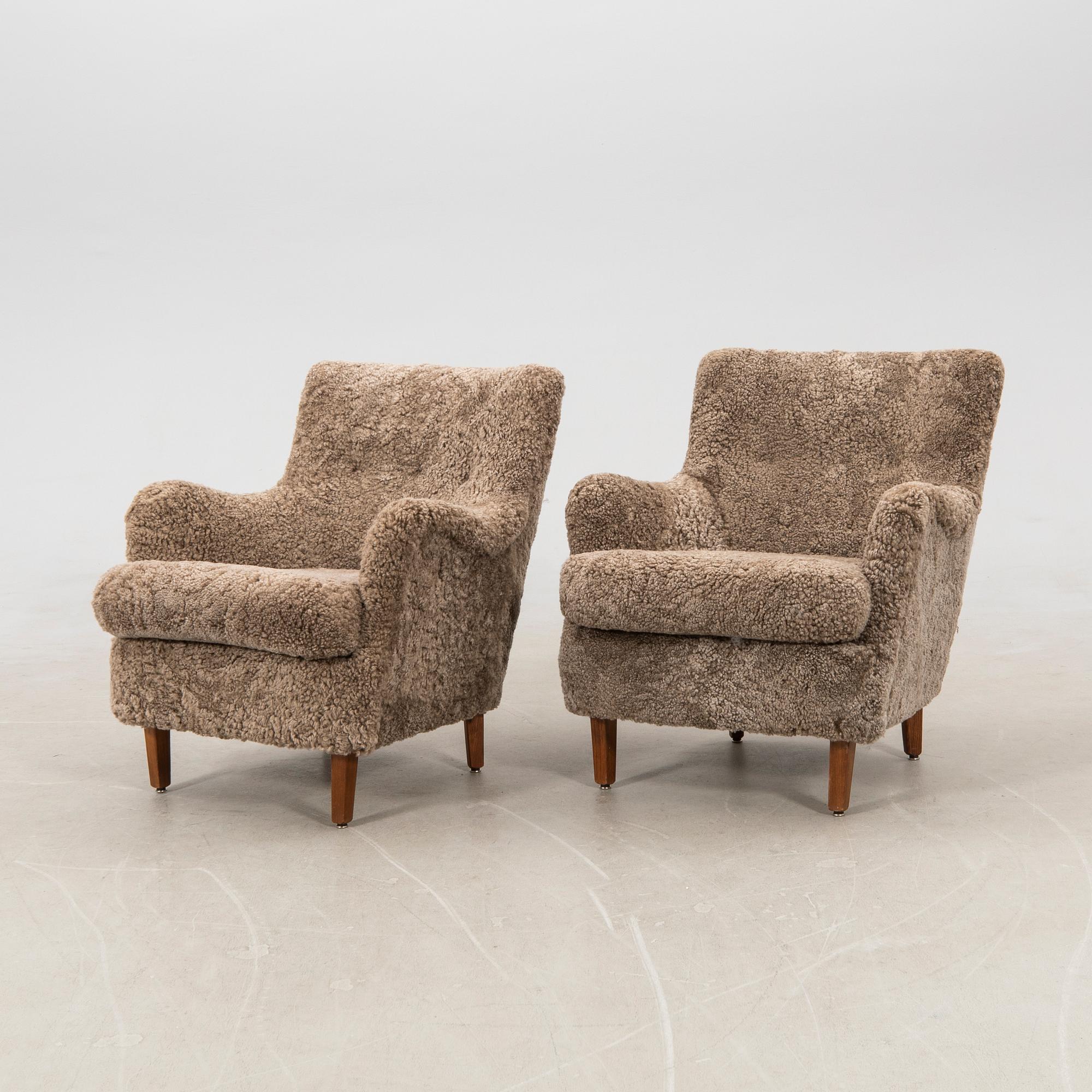 Armchairs, a pair from the 1940s.