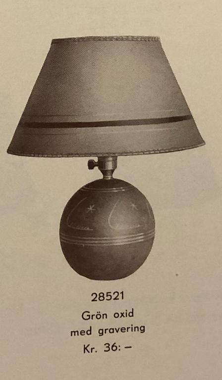 Erik Tidstrand, a table lamp model "28521", Nordiska Kompaniet, 1930s.