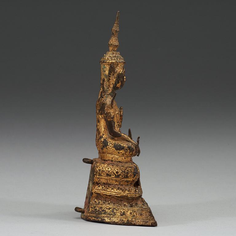 A gilt bronze figure of Buddha, Thailand, 19th Century.