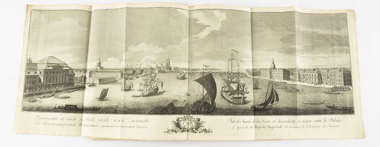 The rare Makhaev wall map of St. Petersburg, with other views and maps, 1753, 1741 and 1739.