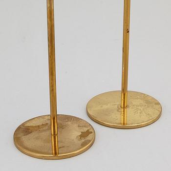 HANS-AGNE JAKOBSSON, two glass and brass candle holders, for Markaryd.