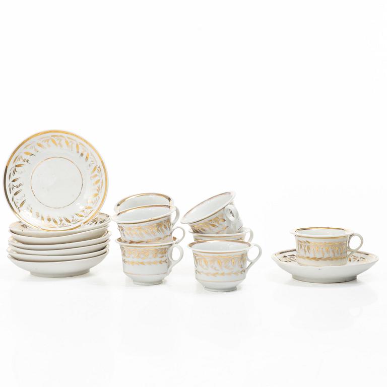 Eight cups with saucers, Late Empire, mid-19th century.