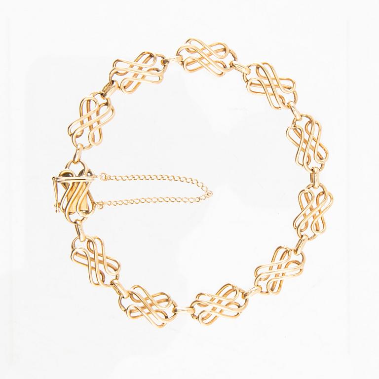 Bracelet, 18K gold, Stockholm 1956, fantasy link.