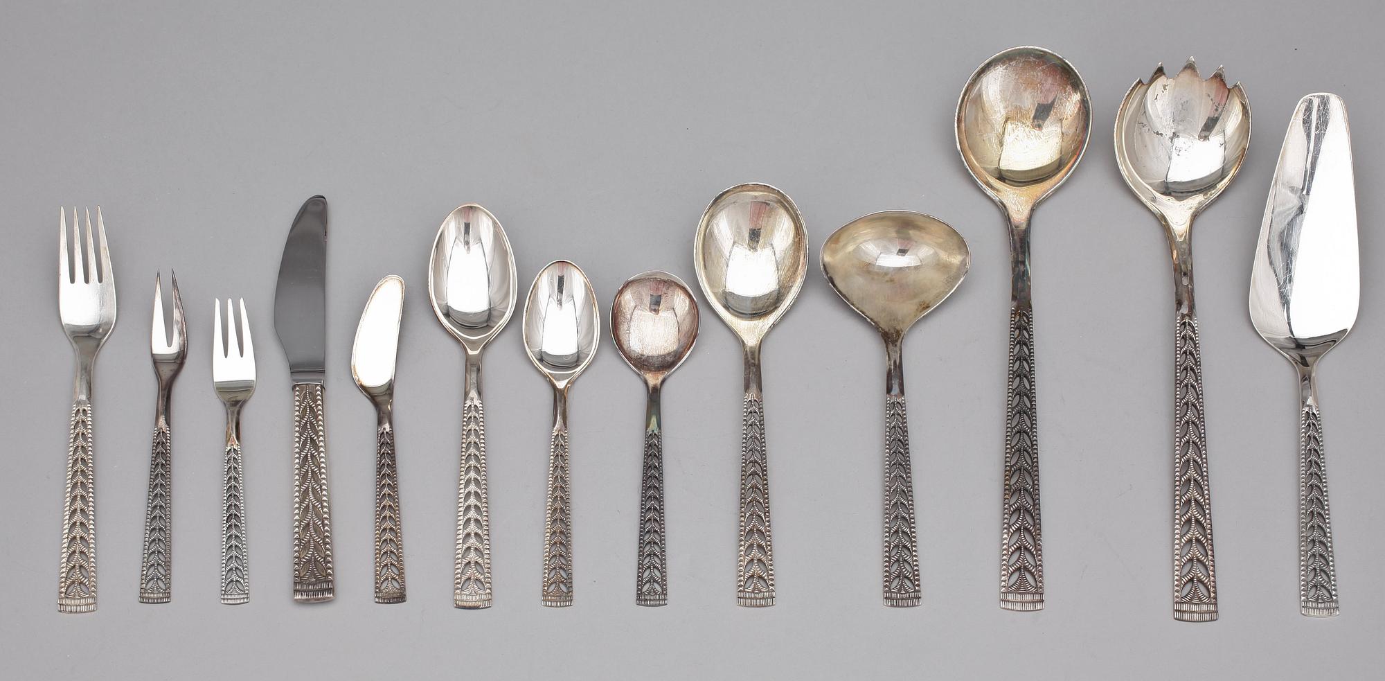 BESTICKSERVISDELAR, 84 delar, silver, Norge, 1900-tal. Totalvikt 2956 g.