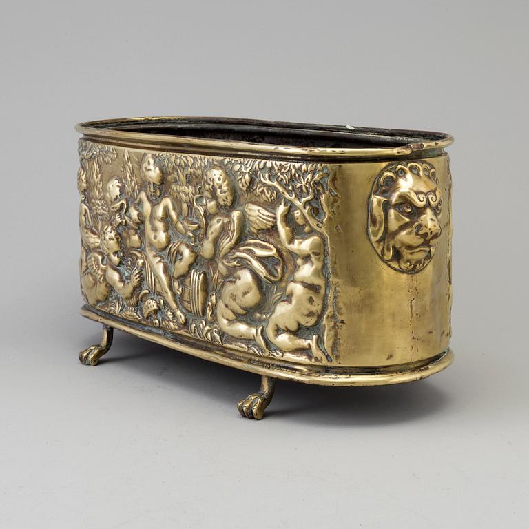 A 18th century brass jardiniere.