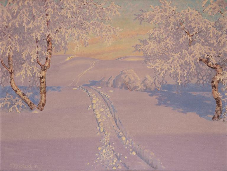 Gustaf Fjaestad, Ski Tracks in the Afternoon Sun.