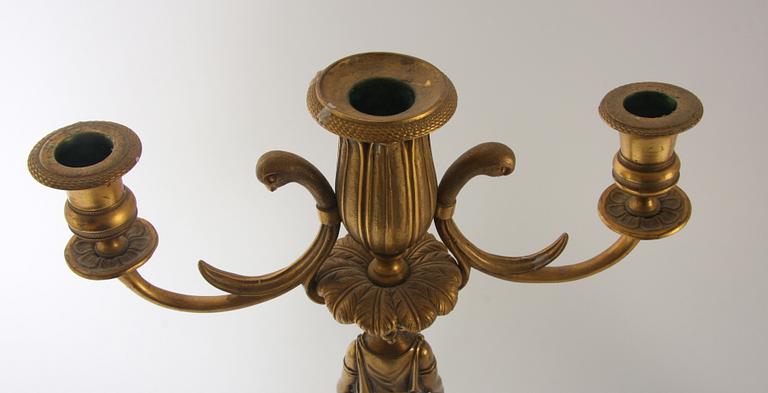 KANDELABER, ett par, mässing, empirestil.