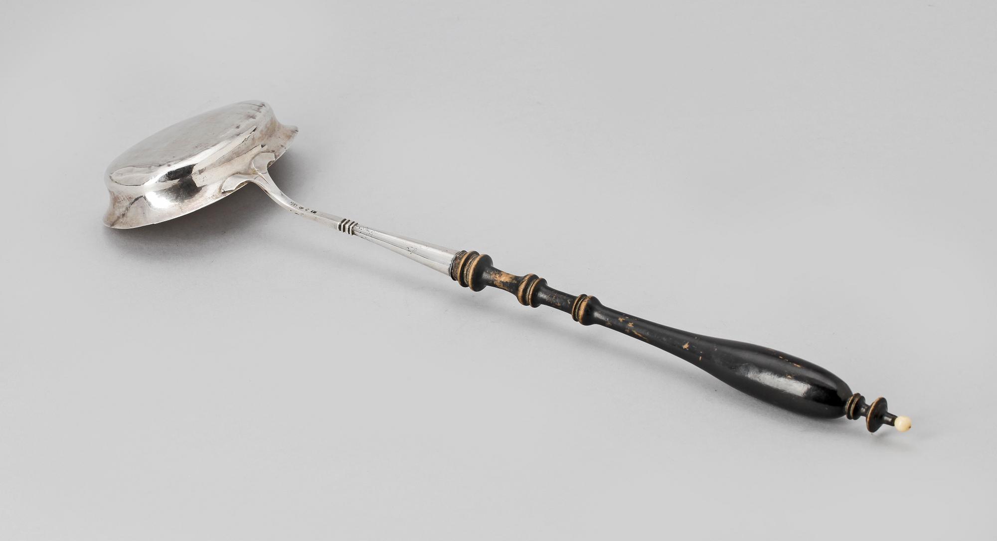 SOPPSLEV, silver, Johan Edvard Bäckström, Söderhamn, 1873. Vikt ca 55 g.