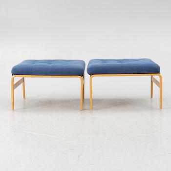 Bruno Mathsson, a pair of armchairs with ottomans, 'Ingrid', Dux, second half of the 20th century.