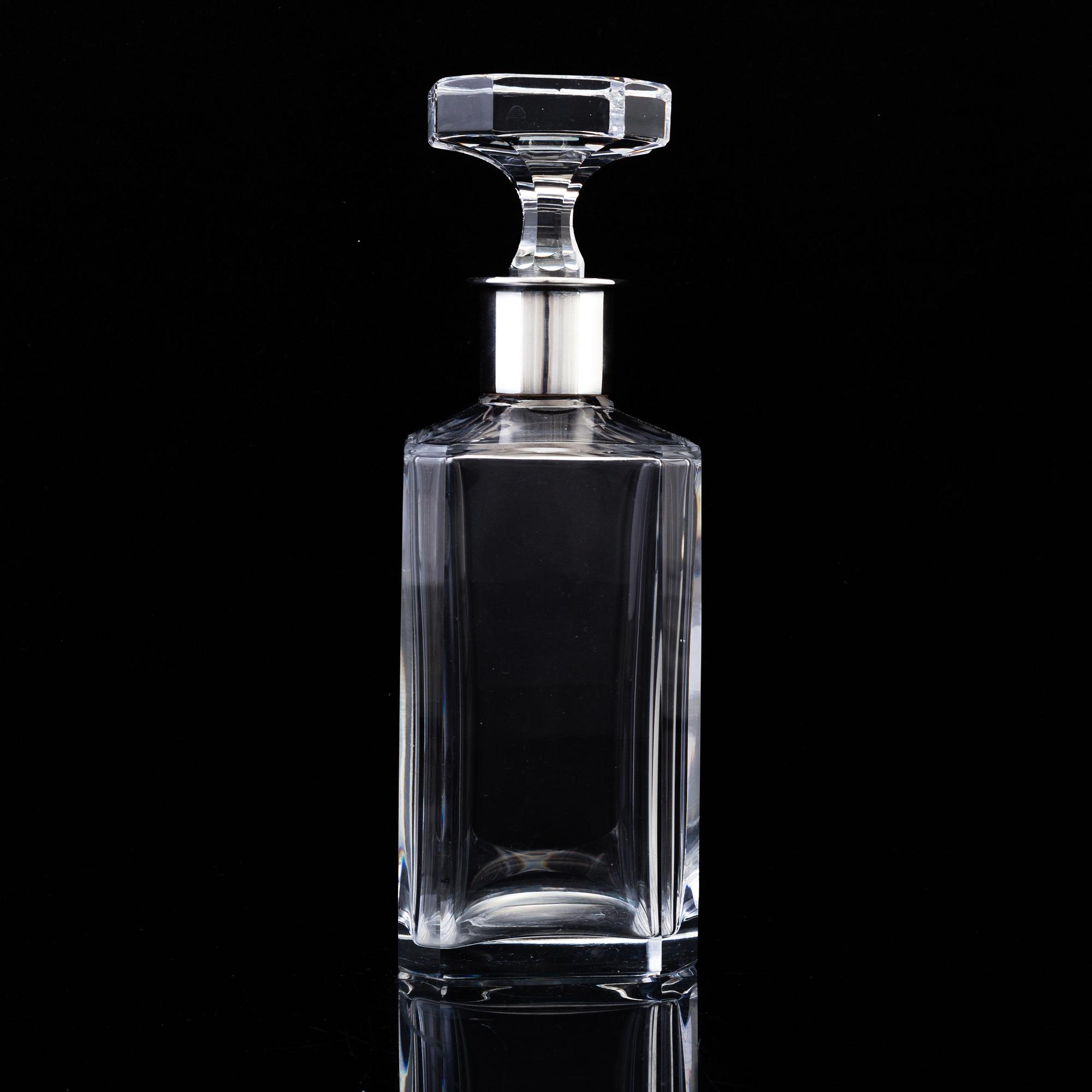 A mid 20th century glass and silver decanter, Germany.