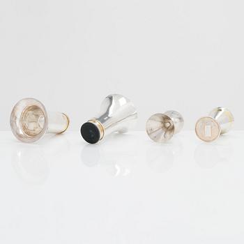 Pekka Piekäinen, two pairs of beakers, silver and gilded silver, 1979 and 1992.