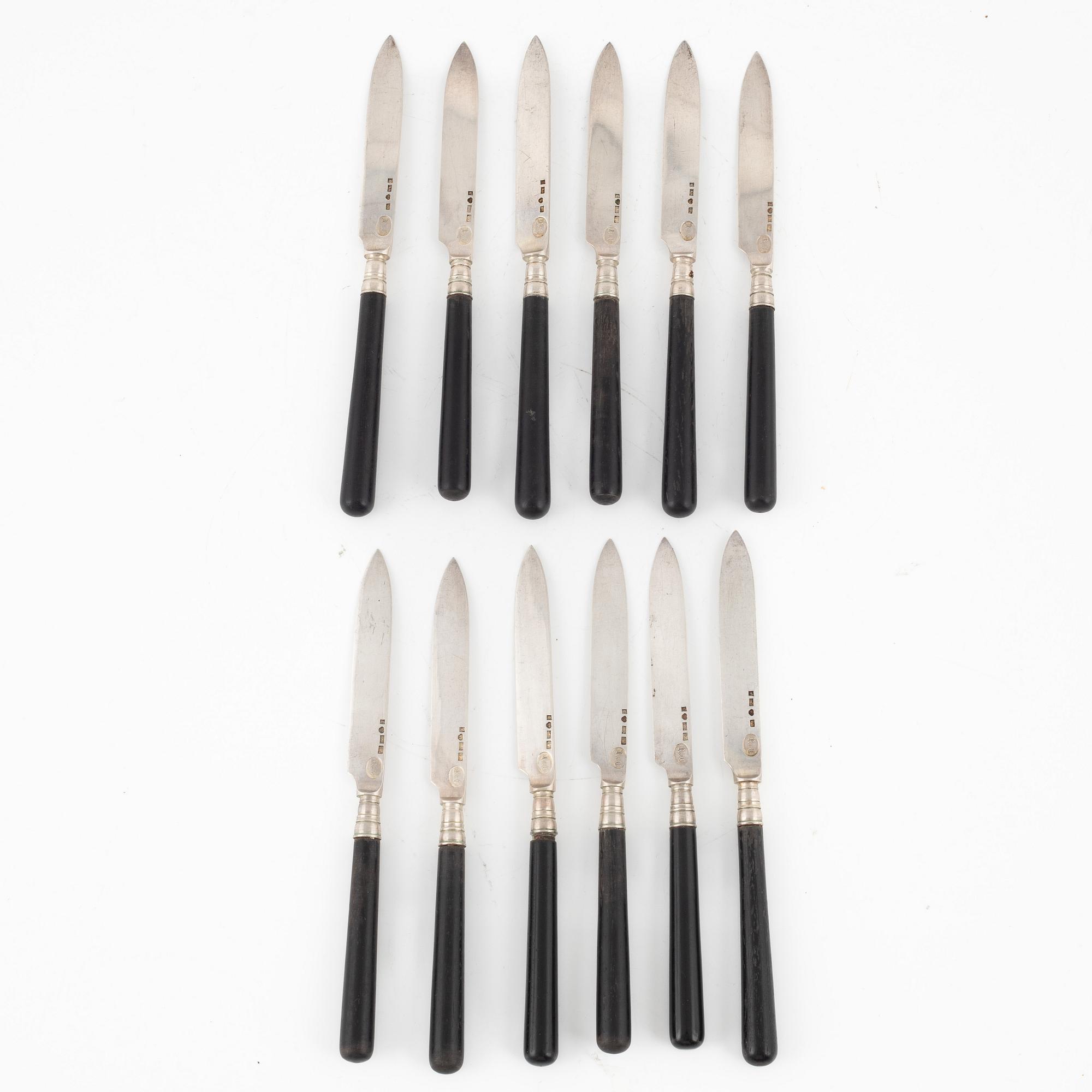 Twelve Swedish Silver Fruit Knives, mark of Anders Nilsson, Lund 1904-05.