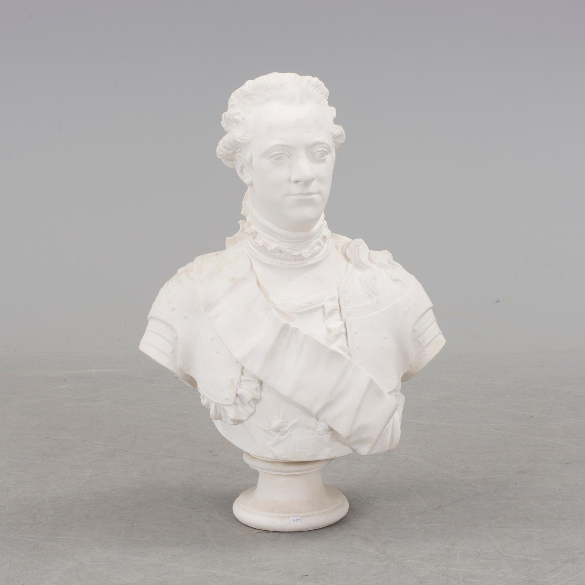 JOHAN TOBIAS SERGEL, after. A plaster bust of Gustav III.