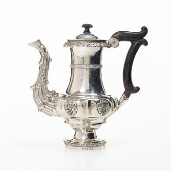 A Swedish late Empire silver mocha pot, mark of Carl Petter Norlin, Malmö 1842.