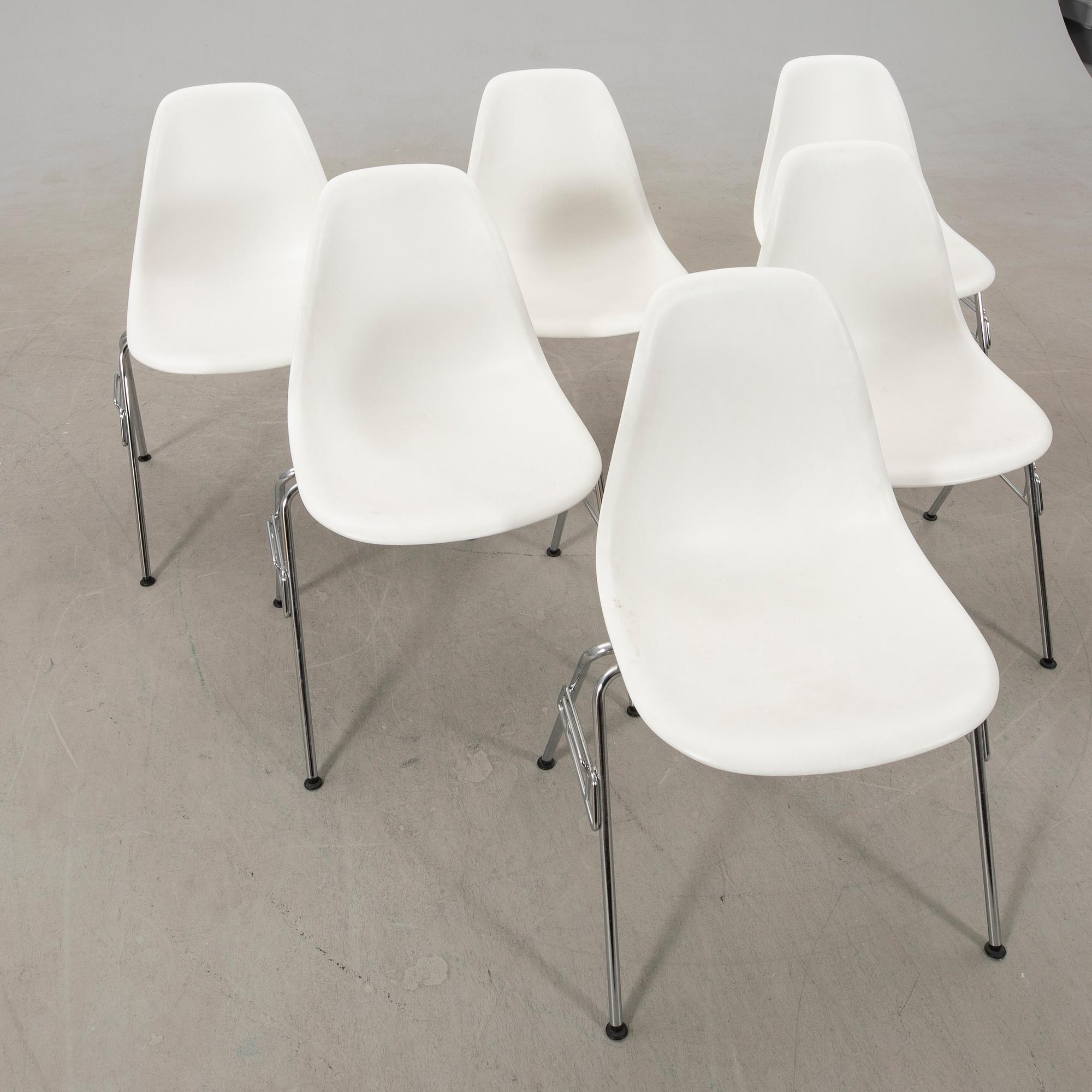 Charles & Ray Eames, stolar 6 st "DSS Plastic side chair" för VItra 2002.