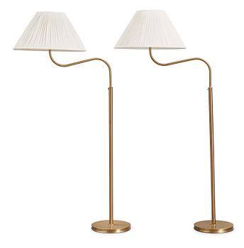 A pair of Josef Frank brass floorlamps, model 2368/2148, Svenskt Tenn.