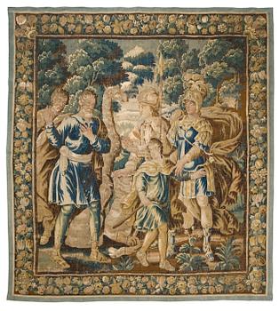 1056. VÄVD TAPET, gobelängteknik. Mytologisk scen. 291 x 262 cm. Flandern 1600-tal.