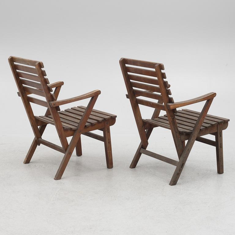 Carl Malmsten, garden furniture, 7 pieces, "Bergshamra", Igelstaverken, second half of the 20th Century.