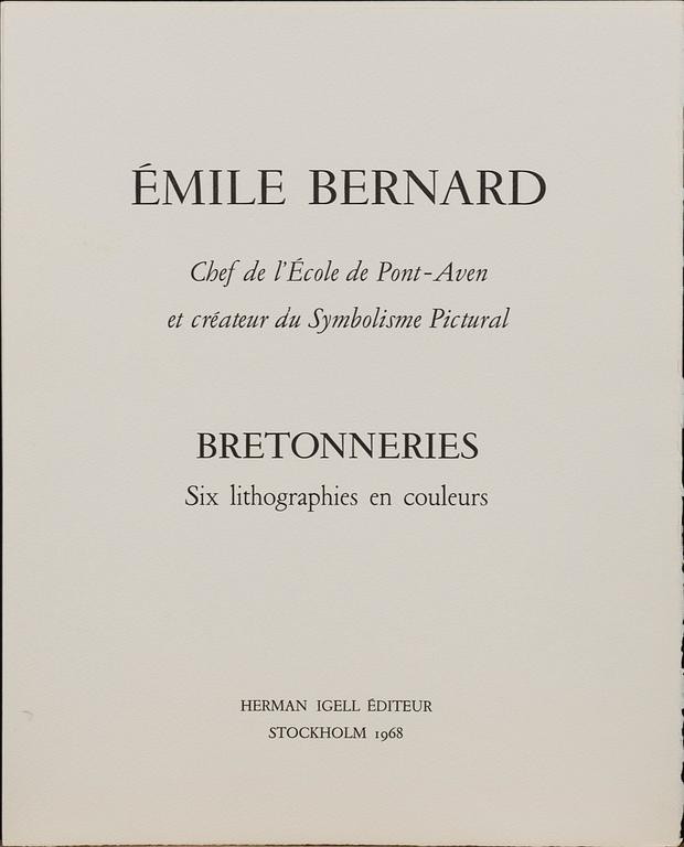 ÉMILE BERNARD, six lithographs numbered 26/125.