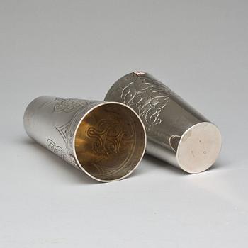 BÄGARE, silver, 2 st, jugens, Köpenhamn 1904. Tot vikt c:a 400 g.